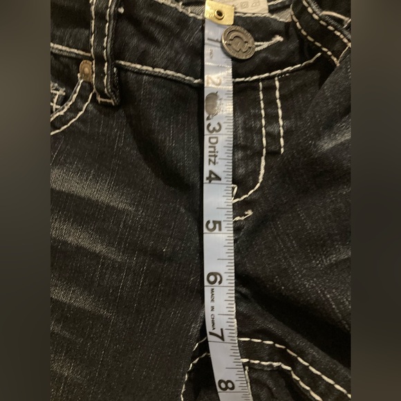 Bootleg size 25 blue jeans white thread accents - Picture 7 of 13